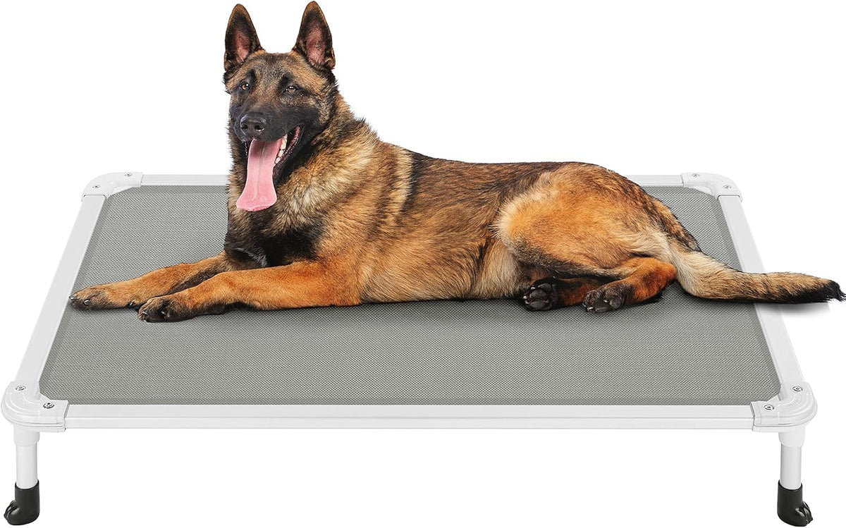Veehoo Chew Proof Elevated Dog Bed - Cooling Raised Pet Cot - Silver Aluminum Frame and Durable