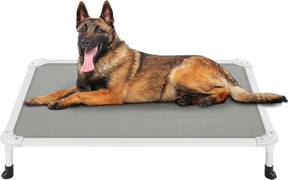 Veehoo Chew Proof Elevated Dog Bed - Cooling Raised Pet Cot - Silver Aluminum Frame and Durable