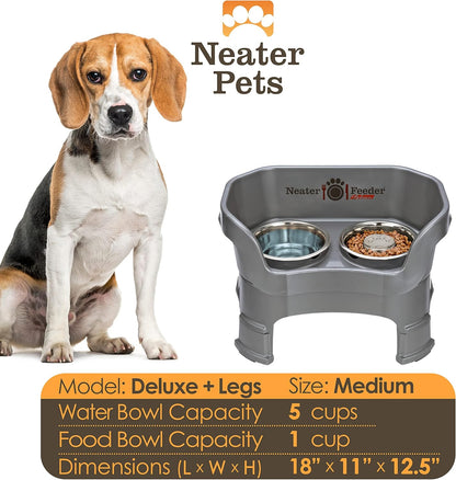 Neater Feeder Deluxe Mess Proof Dog Bowls Elevated for Medium Sized Breeds – Made in USA – No Spill
