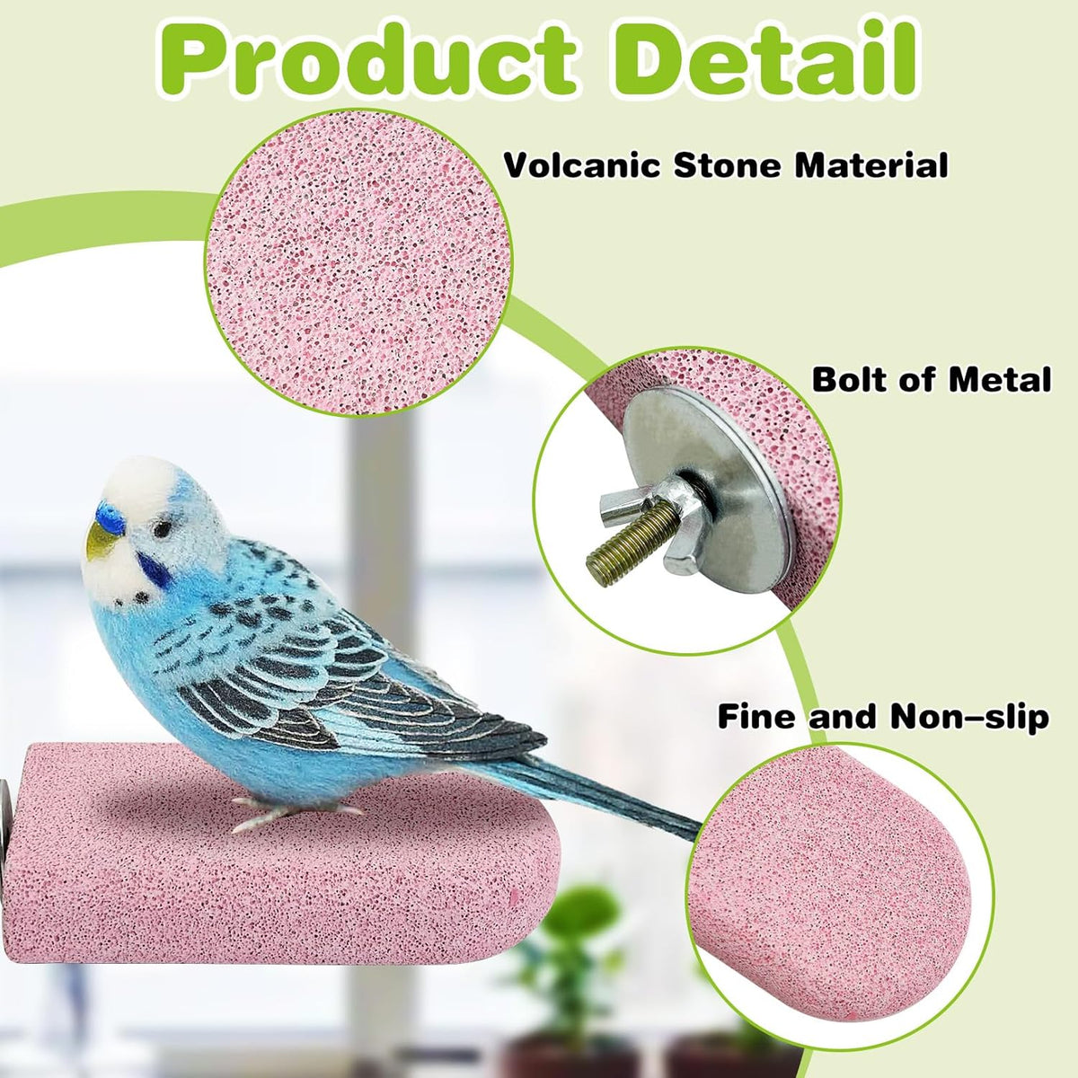 PINVNBY 3 PCS Bird Perches Calcium Parrot Perch Stand Bird Beak Grinding Stone Foot Claws Trimmer