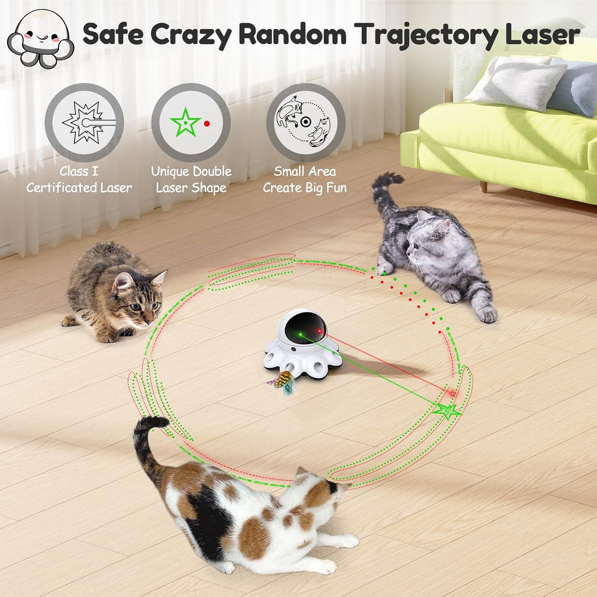 ORSDA Cat Laser Toy, 2-in-1 Interactive Automatic Motion Activated Moving 8 Holes Whack A Mole