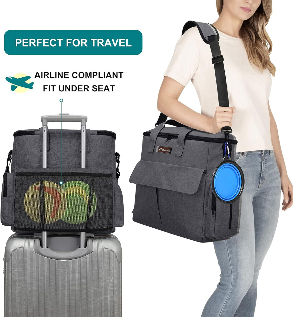 Modoker Airline Approved Pet Travel Bag, Weekend Dog Travel Set for Dog and Cat, Airline Approved