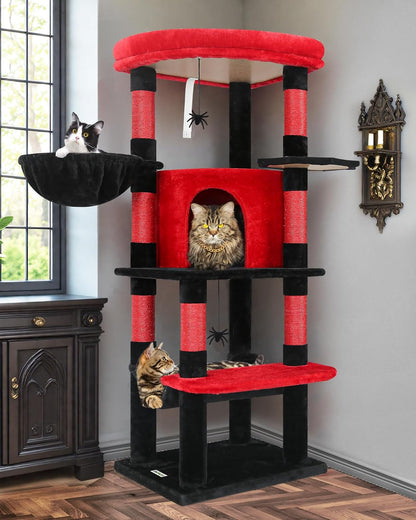 Globlazer Gothic Corner Cat Tree Tower with Scratching Post for Indoor Cats, 51inch Goth Cat Condo