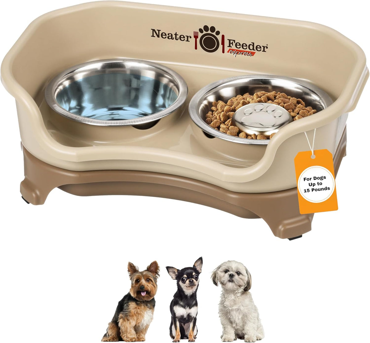 Neater Feeder Express Mess Proof Dog Bowls Elevated for Small Breeds Under 15 Lb, Made in USA, No