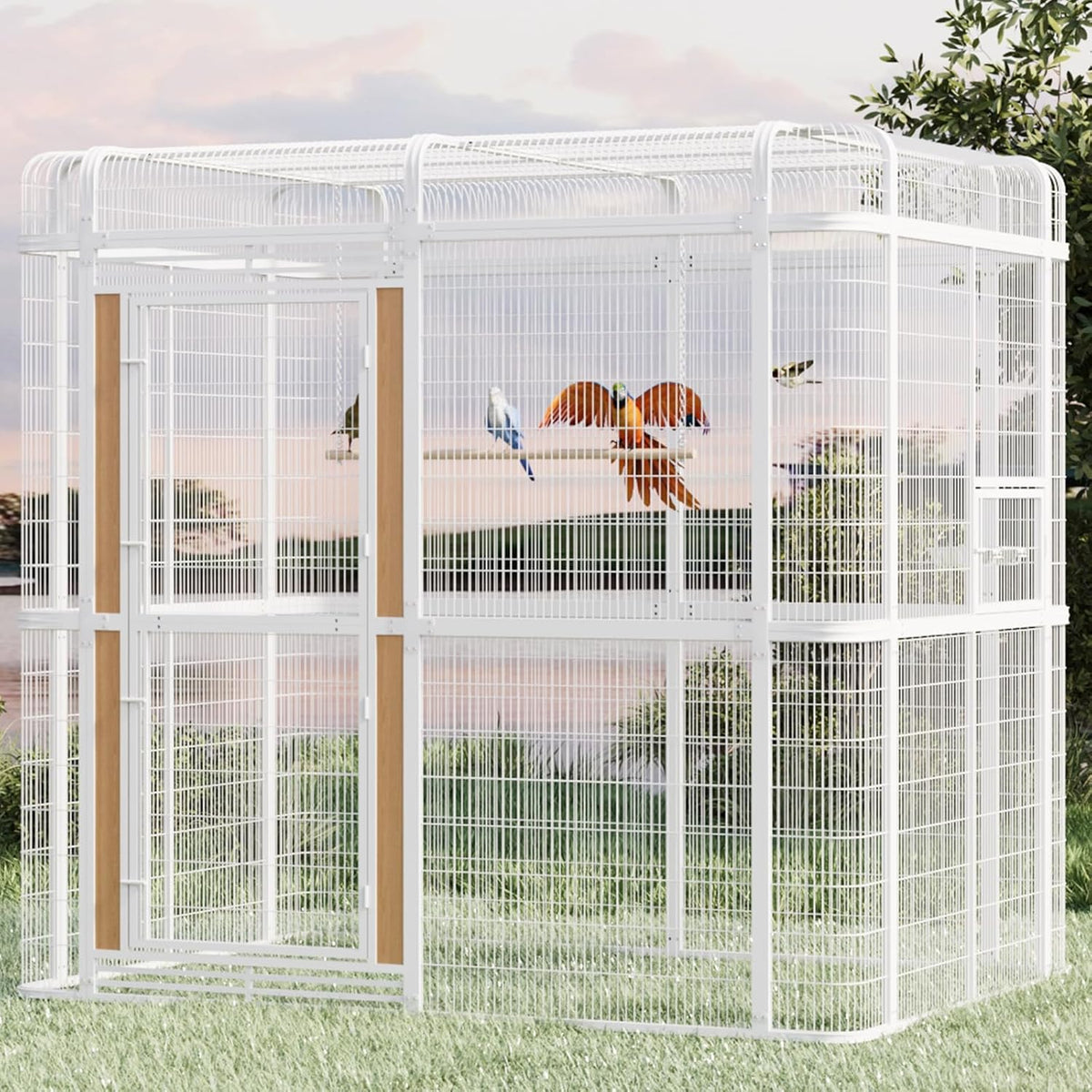 Large Bird Cage for Parakeets Outdoor Bird Aviary Parrot Cage with Perch, Walk-in Heavy Duty