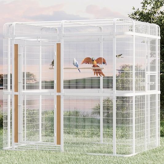 Large Bird Cage for Parakeets Outdoor Bird Aviary Parrot Cage with Perch, Walk-in Heavy Duty