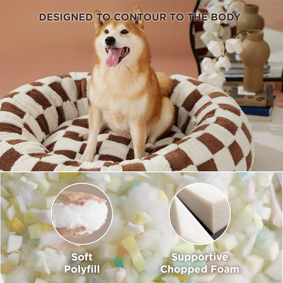 LE SURE Donut Large Dog Bed - Round Cat Beds for Indoor Anti-Anxiety Calming Pet Beds, Washable