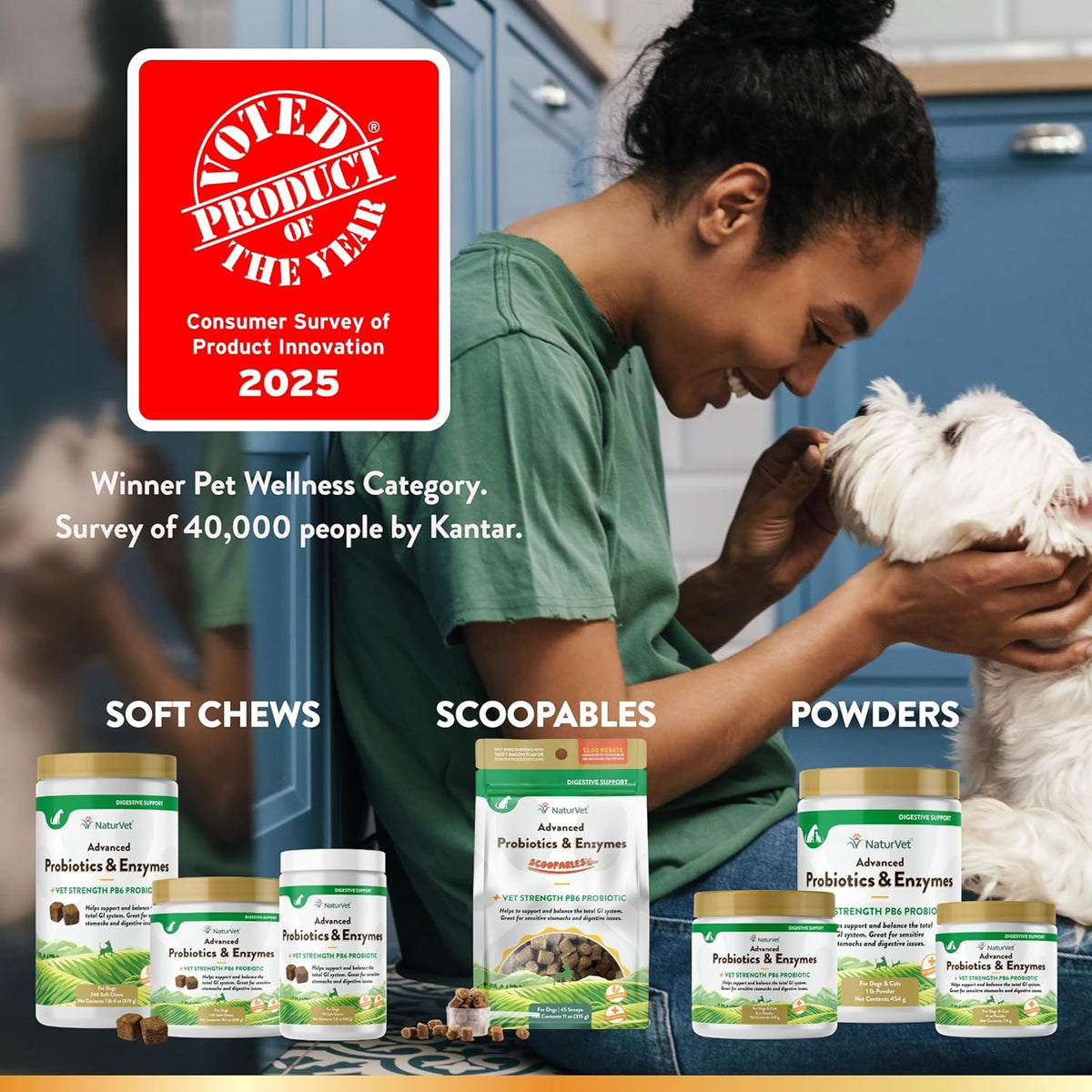 NaturVet Scoopables Advanced Probiotics for Dogs - Chewable Dog Probiotics & Digestive Enzymes