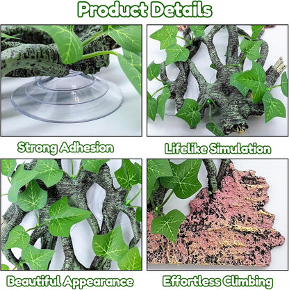 BNOSDM Reptile Climbing Branch,Crested Gecko Climb Corner Branch with Suction Cup,Bearded Dragon