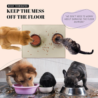 AVERYDAY 32x24'' Silicone Dog Mat for Food and Water, 0.63'' Edge Dog Food Bowl Mats for Floor
