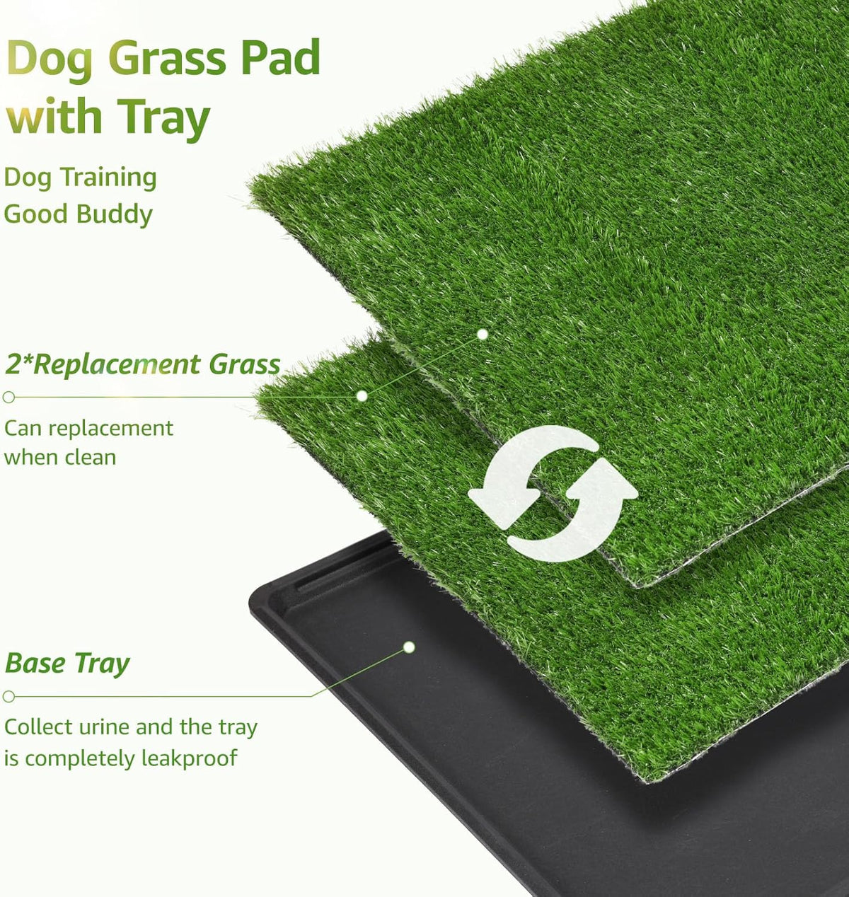 LOOBANI Dog Grass Pad with Tray Large - Dog Litter Box Indoor Potty for Apartment and Patio