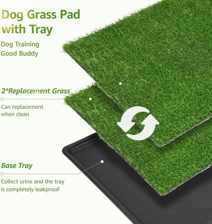 LOOBANI Dog Grass Pad with Tray Large - Dog Litter Box Indoor Potty for Apartment and Patio