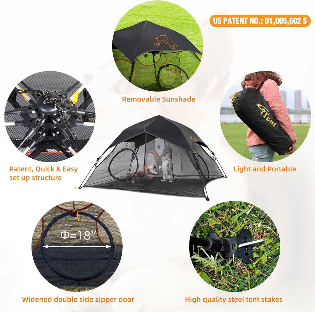 Outdoor Cat Play Tent for Indoors and Outdoors (X- Large Portable Pet House, Outdoor Cat Enclosure