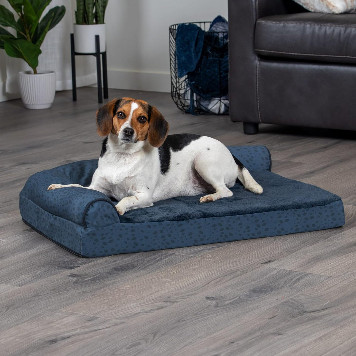 Furhaven Cooling Gel Dog Bed for Medium/Small Dogs w/ Removable Bolsters & Washable Cover, For Dogs