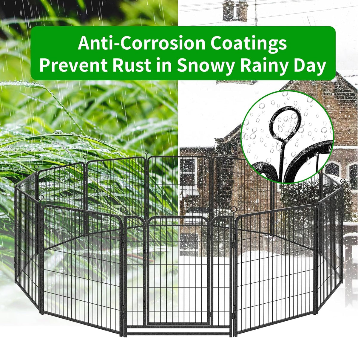 Dog Playpen Outdoor Extra Wide 16 Panels Heavy Duty Dog Fence 40" Height Anti-Rust with Doors