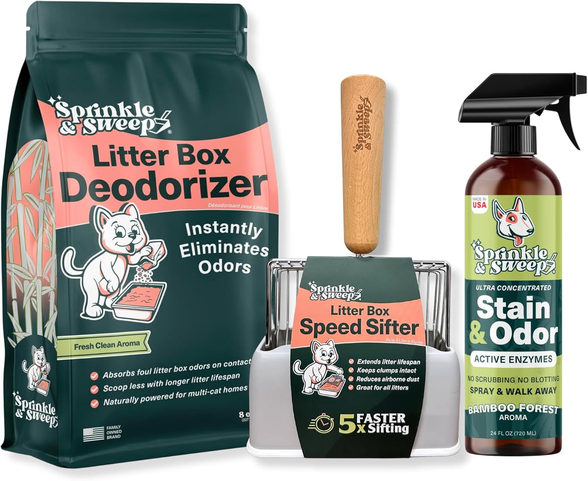 Sprinkle & Sweep Litter Box Deodorizer - Cat Litter Deodorizer Non Toxic and Safe for Kittens