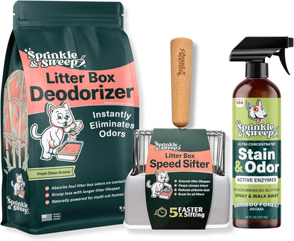 Sprinkle & Sweep Litter Box Deodorizer - Cat Litter Deodorizer Non Toxic and Safe for Kittens