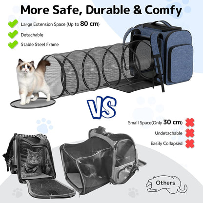 Pawtners Cat Carrier Backpacks Expandable Pet Backpack with Breathable Mesh, Pet Carrier Backpack