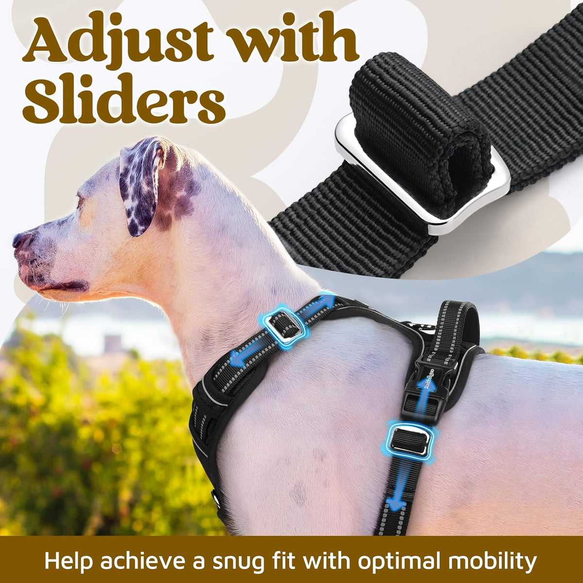 rabbitgoo Dog Harness for Large Dogs, No Pull Pet Vest with 3 Buckles, Adjustable Soft Padded Pet