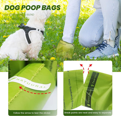 Dog Poop Bags Rolls-600 Counts, 40Rolls, Biodegradable Poop Bags Made of Cornstarch, 100% Leak