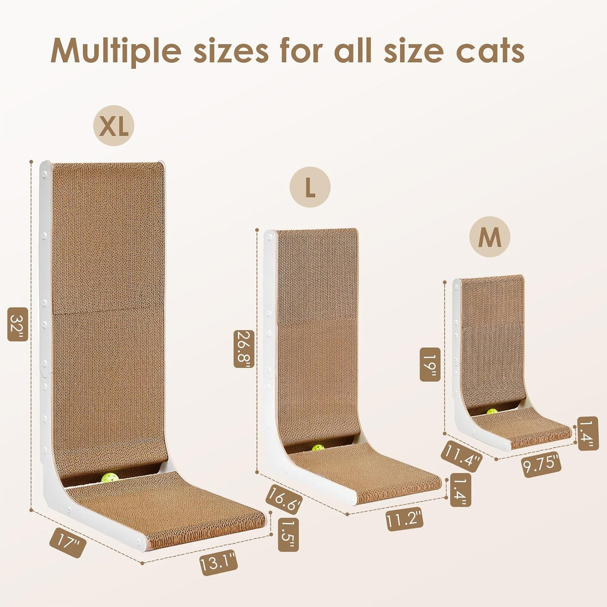 EHEYCIGA Cardboard Cat Scratcher for Indoor Kitten Cats, 19 Inch L Shaped Vertical Cat Scratching
