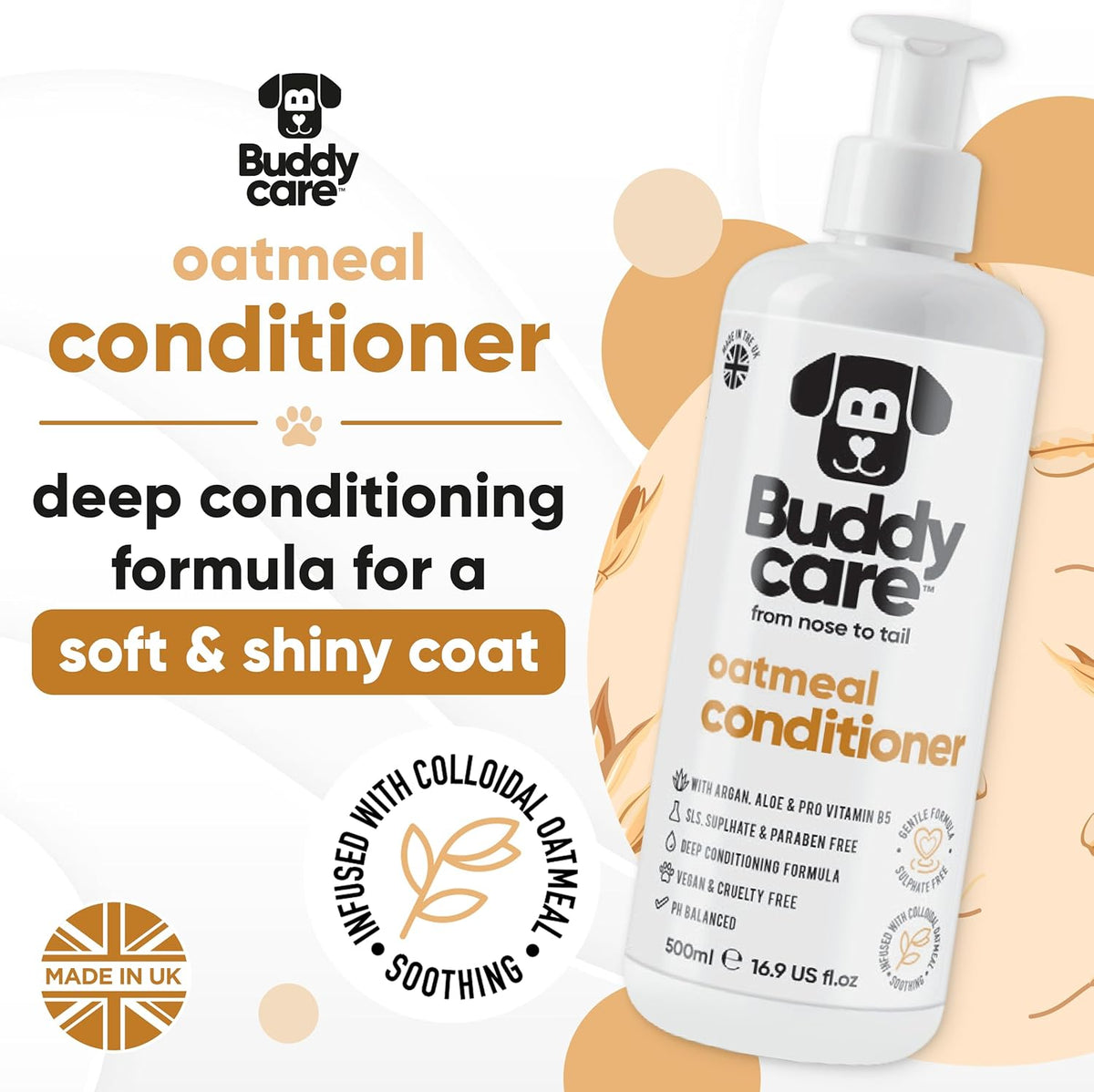 Oatmeal Dog Conditioner (16.90oz) Made with Aloe Vera, Argan Oil & Pro Vitamin B5 to Detangle
