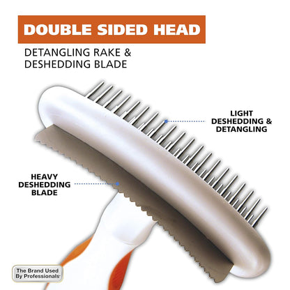 Wahl 2-in-1 Combination Double Row Pet Rake with Hair Shedding Blade for Dog or Cat Fur by The