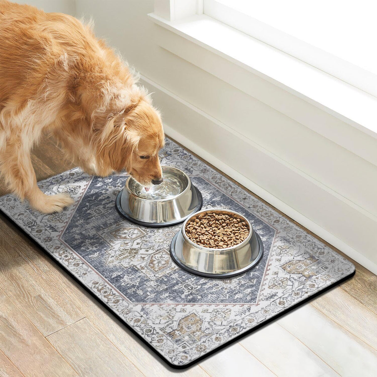 Dog Food Mats for Floors, Absorbent Dog Bowl Mat for Food and Water Dispenser Mat, Quick Dry Cat