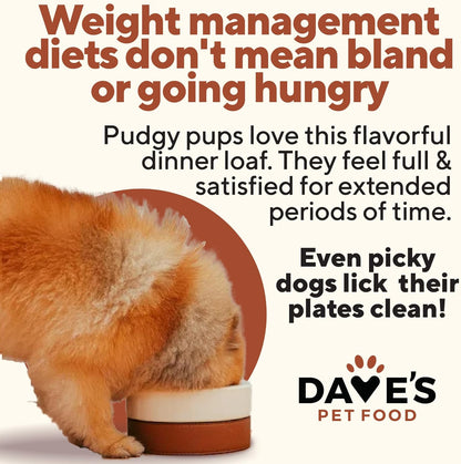 Dave's Pet Food Weight Management Dog Food (Turkey & Vegetables), Made in USA, Weight Loss, Soft