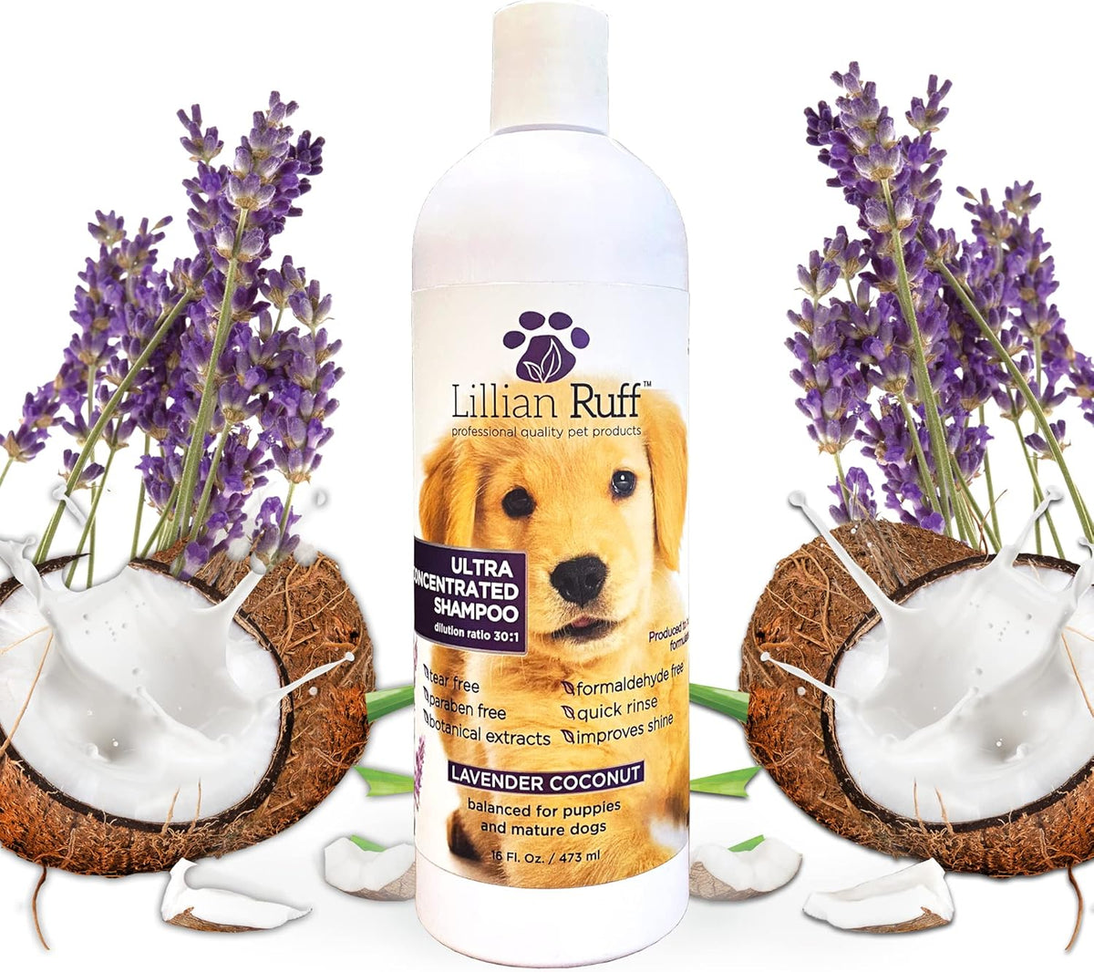 Lillian Ruff High Concentrate Professional Grooming Shampoo for Dogs with Hydrating Essential Oils