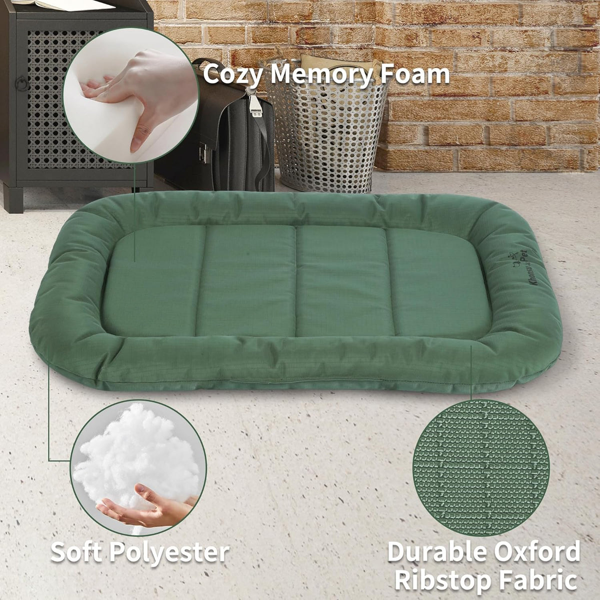 KHONSU PET Durable Dog Bed Tough and Tear Proof Dog Crate Bed, 800lbs Tear Strength PVC-Backed
