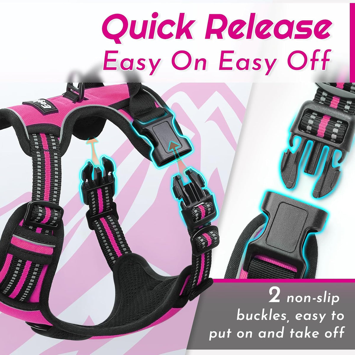 Eagloo Dog Harness Small Sized Dog, No Pull Service Vest with Reflective Strips and Control Handle