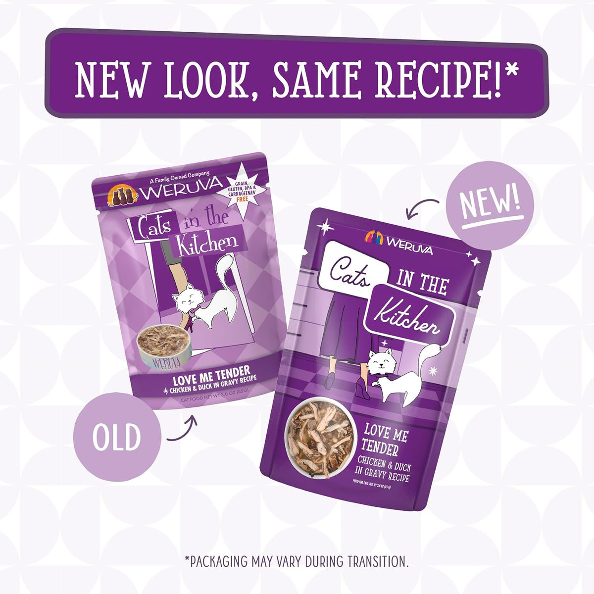 Weruva Cats in The Kitchen, Love Me Tender with Chicken & Duck in Gravy Cat Food, 3oz Pouch (Pack