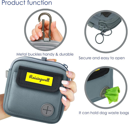 Dog Treat Pouch for Pet Walking and Training with Clicker Poop Bags and Three Bags Design Small
