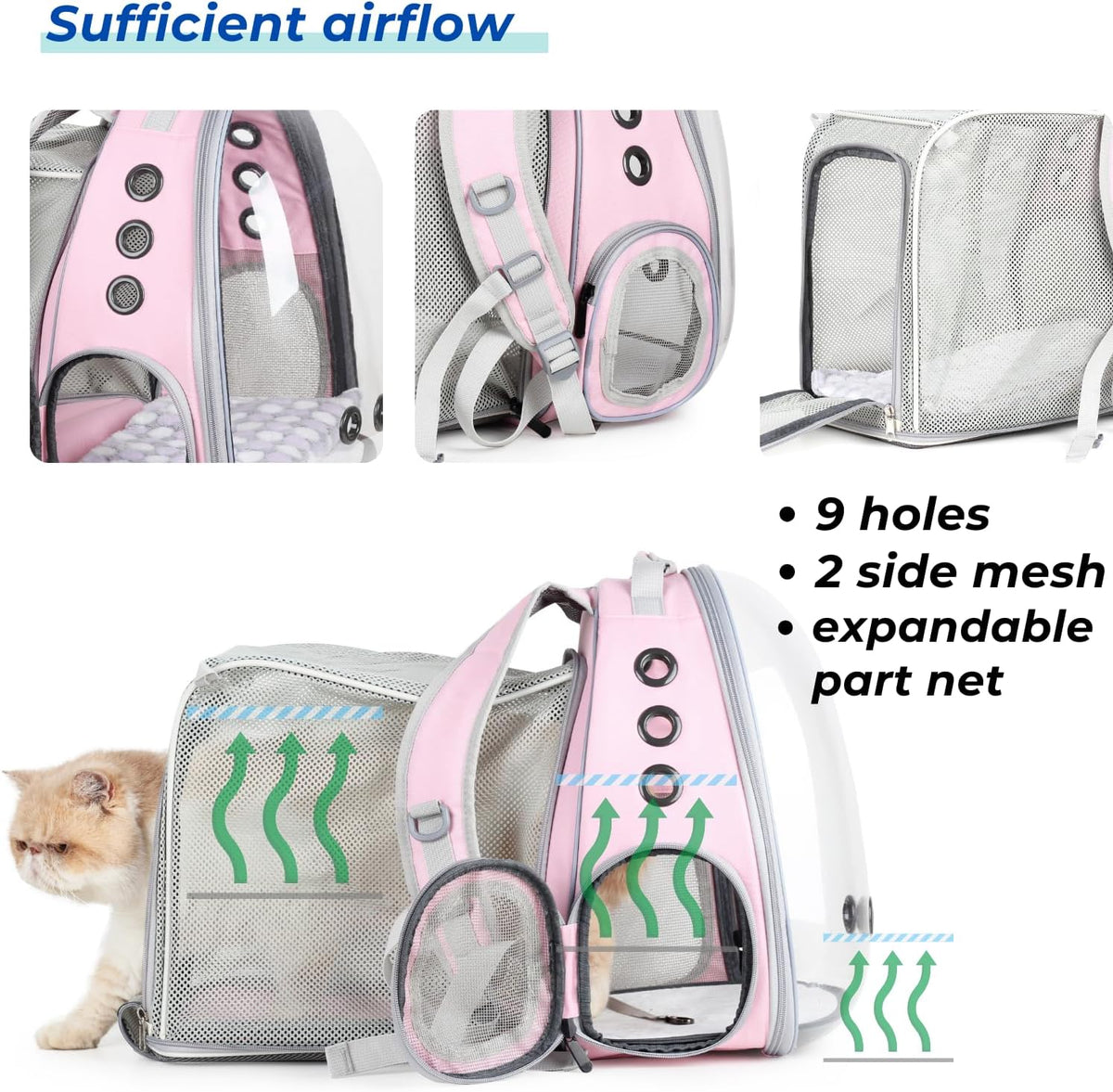 Lollimeow Cat Carrier Backpack, Bubble Expandable Backpack Carrier, Pets and Small