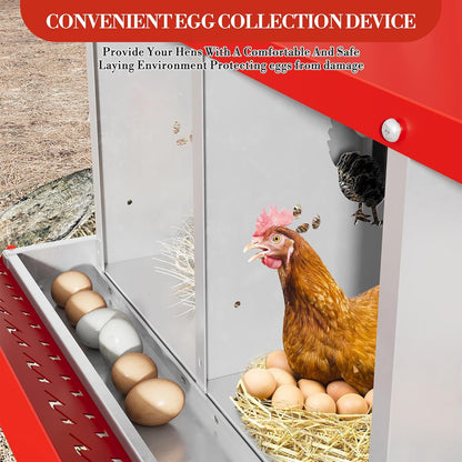 8 Hole Chicken Nesting Box with Roll Out Egg Tray, Rustproof & Ventilated Chicken Laying Boxes for