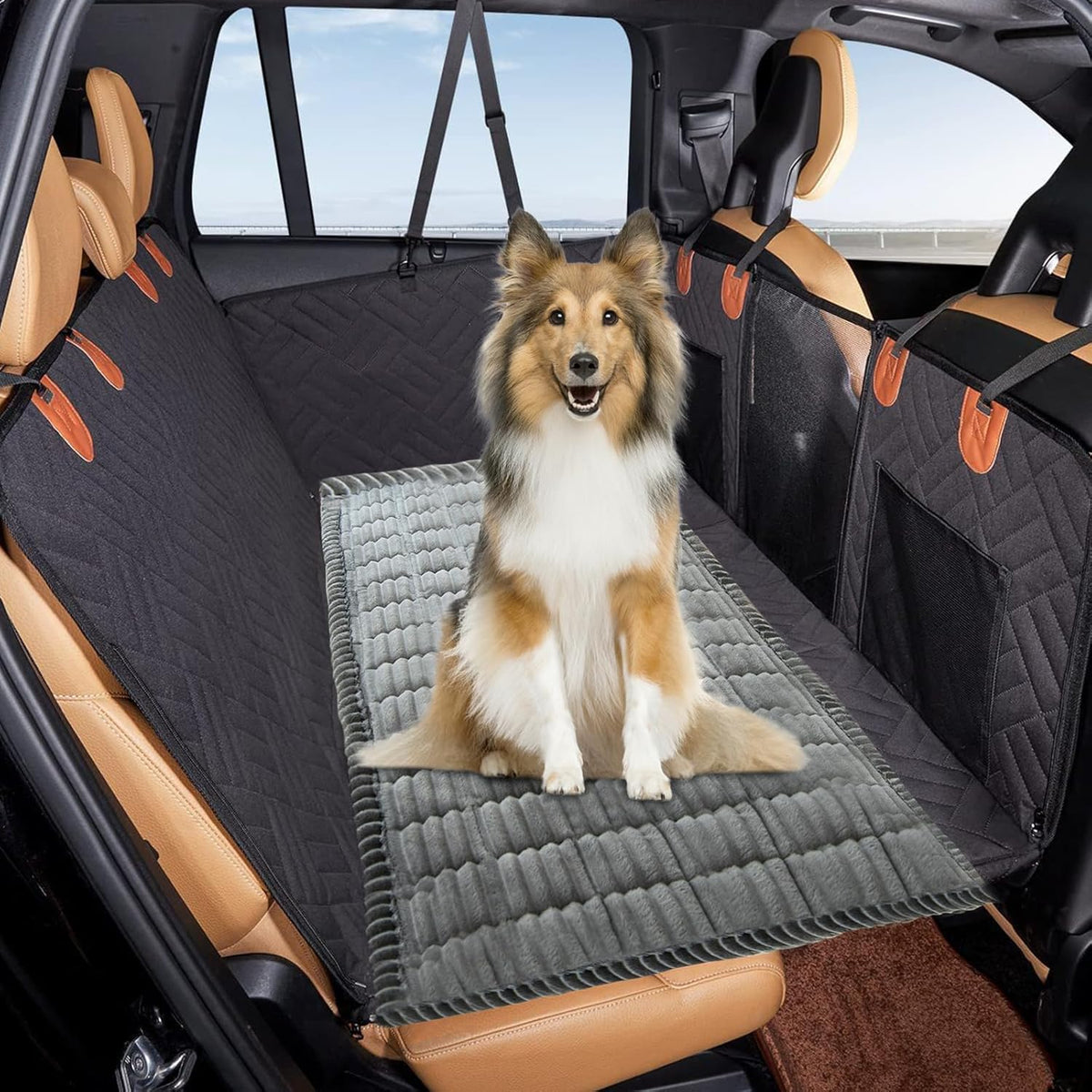 VClife Dog Bed for Car Backseat Anti Slip Pet Travel Bed, Soft Furry Cat Pet Bed Mat Washable Seat