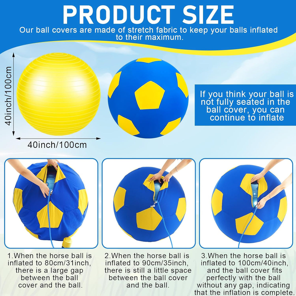 40inch Giant Herding Ball with Ball Cover Anti Burst Please Watch VCR for How to Inflation Horse