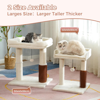 Cat Tree Tower for Large Cats Cat Scratching Post with Cat Self Groomer, 20x15.7” Wide Top Bed