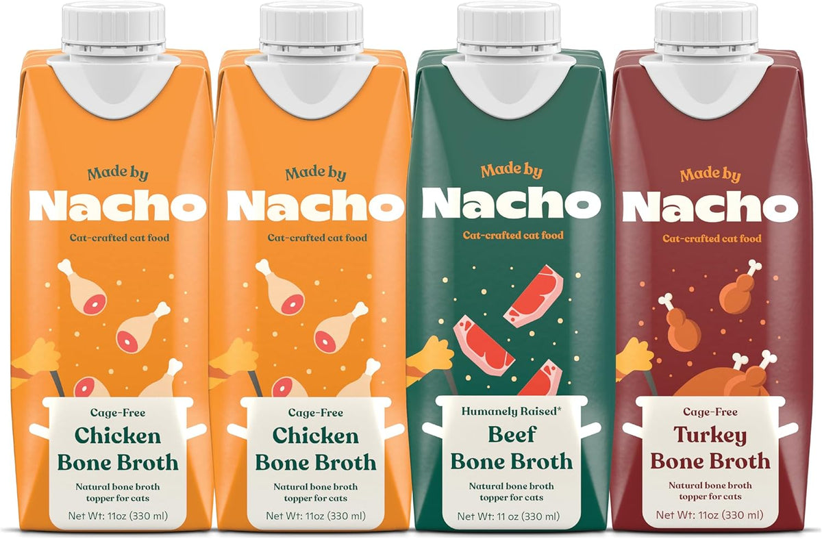 Made by Nacho Bone Broth Cat Food Topper for Hydration and Picky Eaters - Add Protein and Flavor to