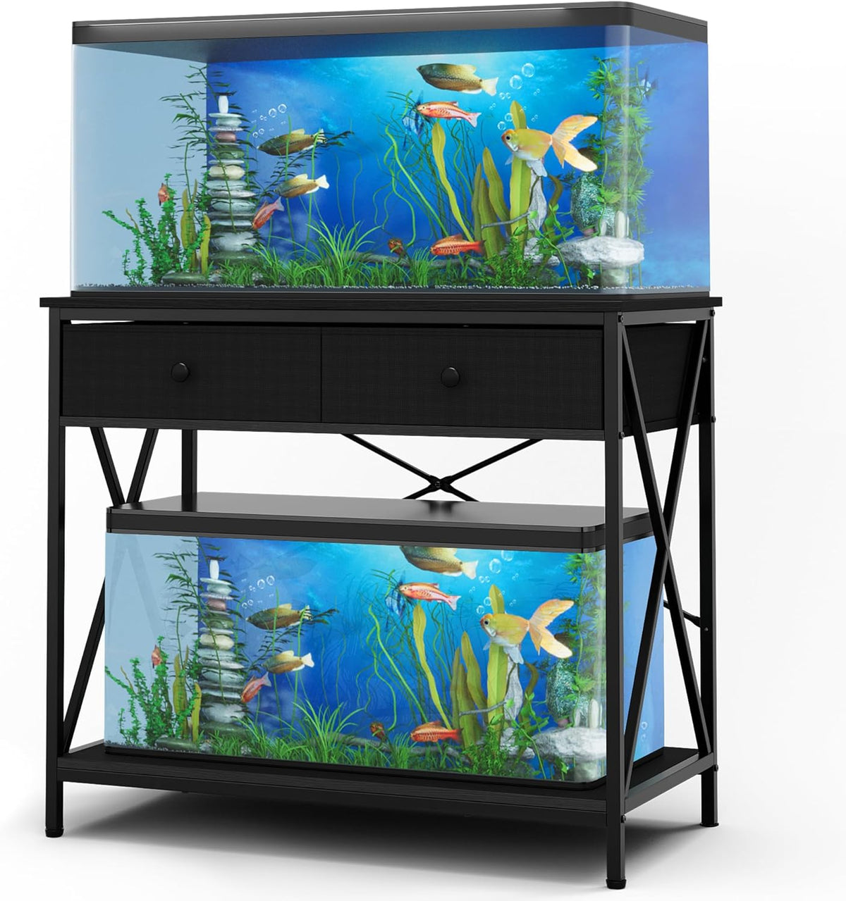 Fish Tank Stand 40 Gallon: Sturdy Aquarium Stand with Accessories Storage - Metal Fish Tank Table