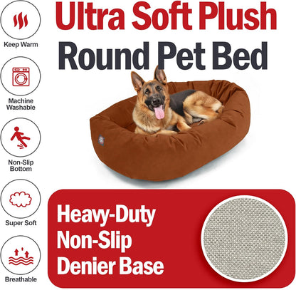 Majestic Pet 52 Inch Suede Calming Dog Bed Washable 52x35x11 (Inch) – Cozy Soft Round Donut Dog Bed