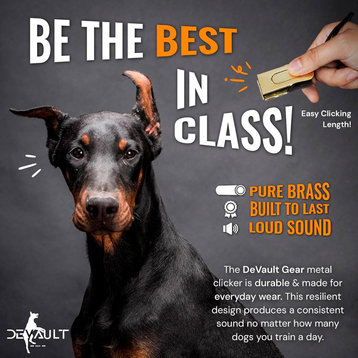 Gold Dog Clicker with Necklace - Clickers for Pet Training - Dog Training & Behavior Aids Easy to