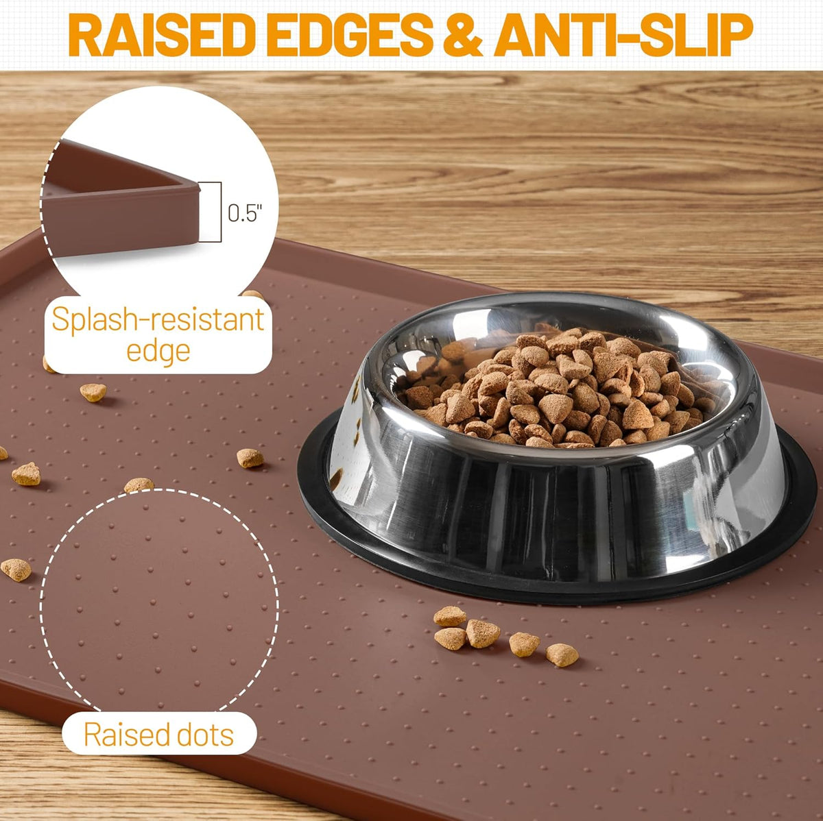 Hubulk Dog Feeding Mat,100% Waterproof Food Grade Silicone Pet Food and Water Bowl