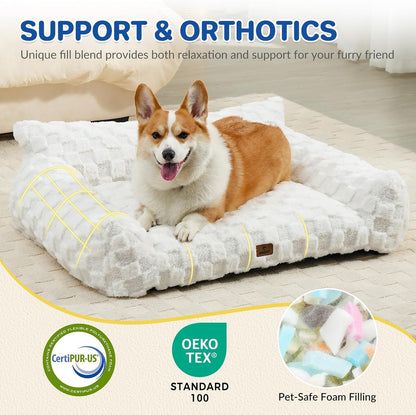 Large Dog Bed Sofa, Fluffy Pet Bed for Medium and Large Dogs, Supportive Dog Couch Sofa for Dogs