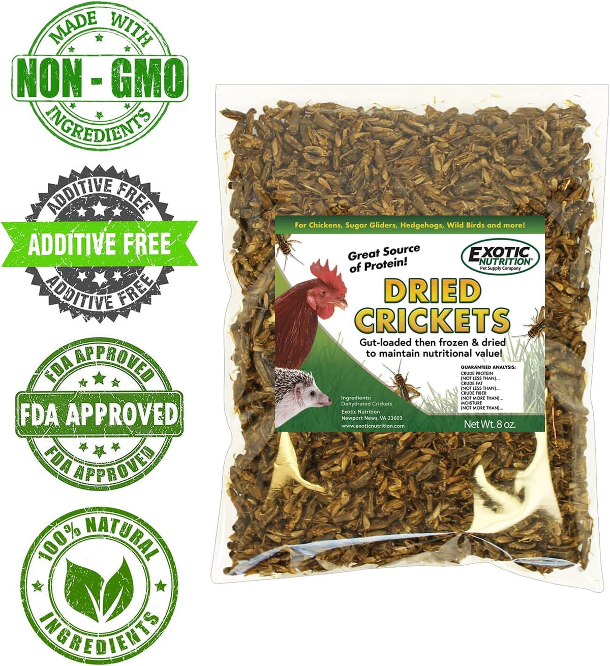 1 Pound Dried Crickets - High Protein Insect Treat - Chickens, Wild Birds, Hedgehogs, Bluebirds