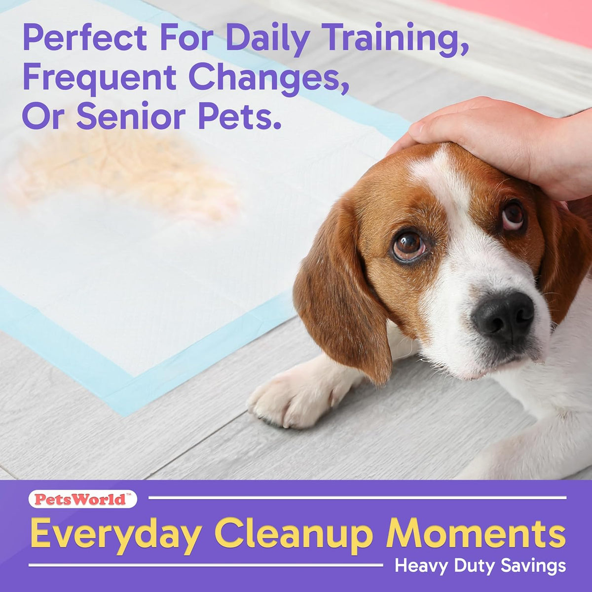 PETSWORLD Puppy Pads, 23x36 Inch, 200 Count - Puppy Pee Pads for Dogs, Tear Resistant, Economy