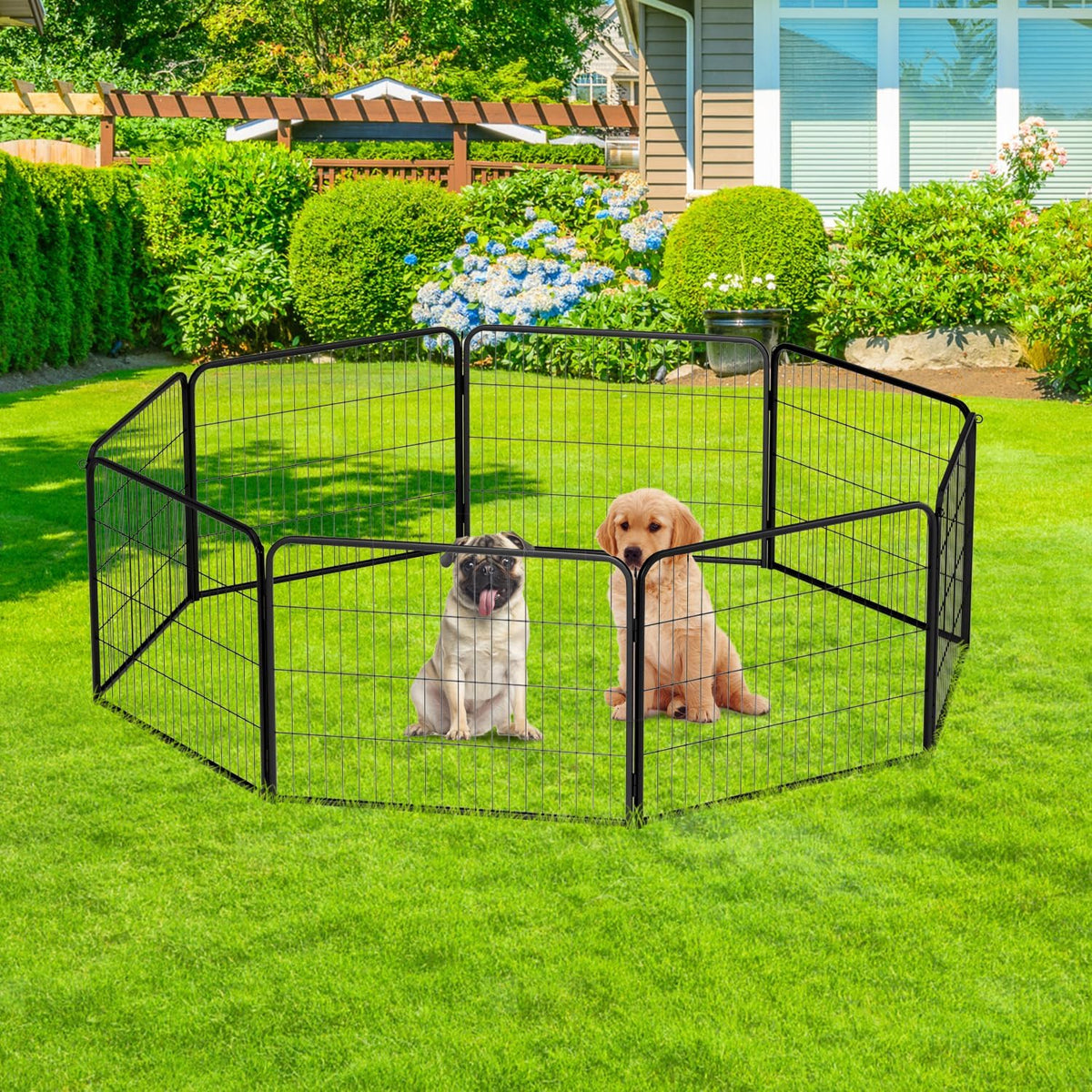 BestPet | Dog Playpen Extender | 24 Inch, 4 Panels | Heavy Duty Metal Pet Exercise Pen | Indoor