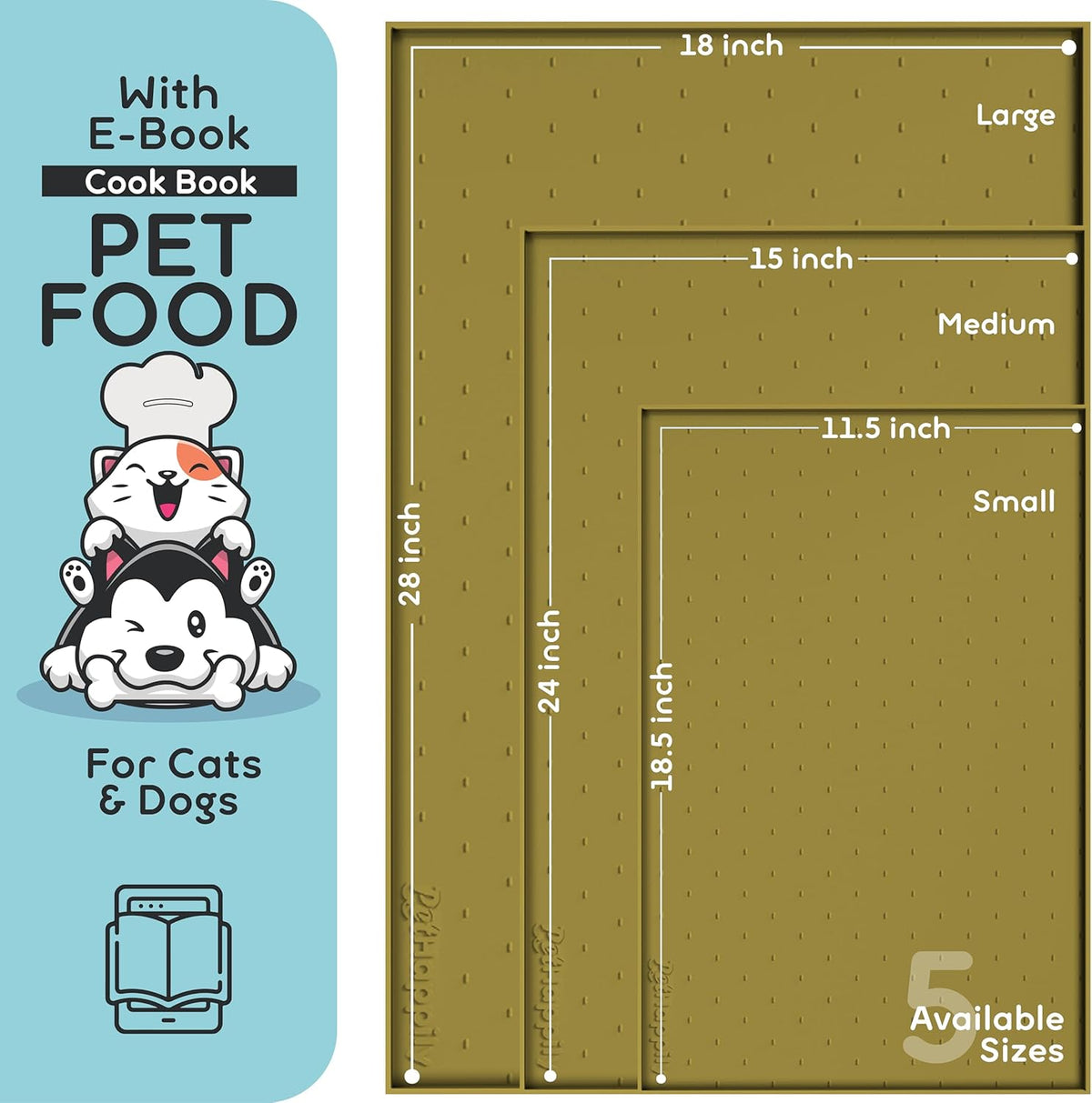 Dog Food Mat - 24x15 Raised Edges Dogs Mat for Food and Water Prevent Spill, Waterproof Cat Food