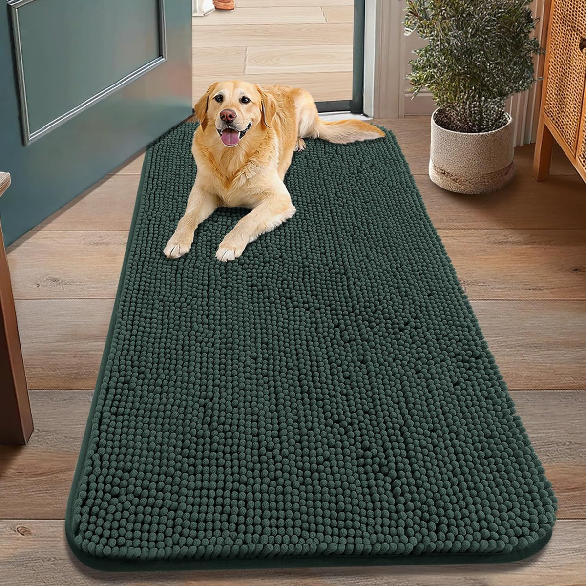 Smiry Dog Door Mat for Muddy Paws 48x30, Absorbs Moisture and Dirt Doormat, Non-Slip Washable Quick